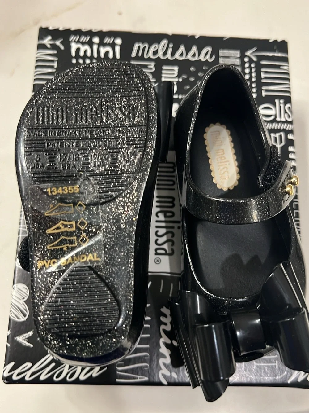 Melissa Black Girls' Patent Mary Janes with Bow